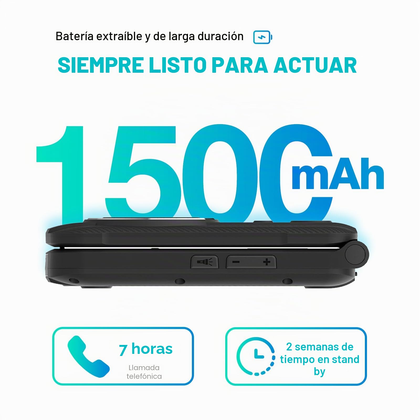 AGM M8 Flip 4G Teléfono Móvil Senior con Botones Grandes | IP68｜IP69K｜SOS｜104 dB｜Composición Rápida｜1500 mAh｜4G Dual-SIM｜Teléfono Resistentes Móvil Plegable