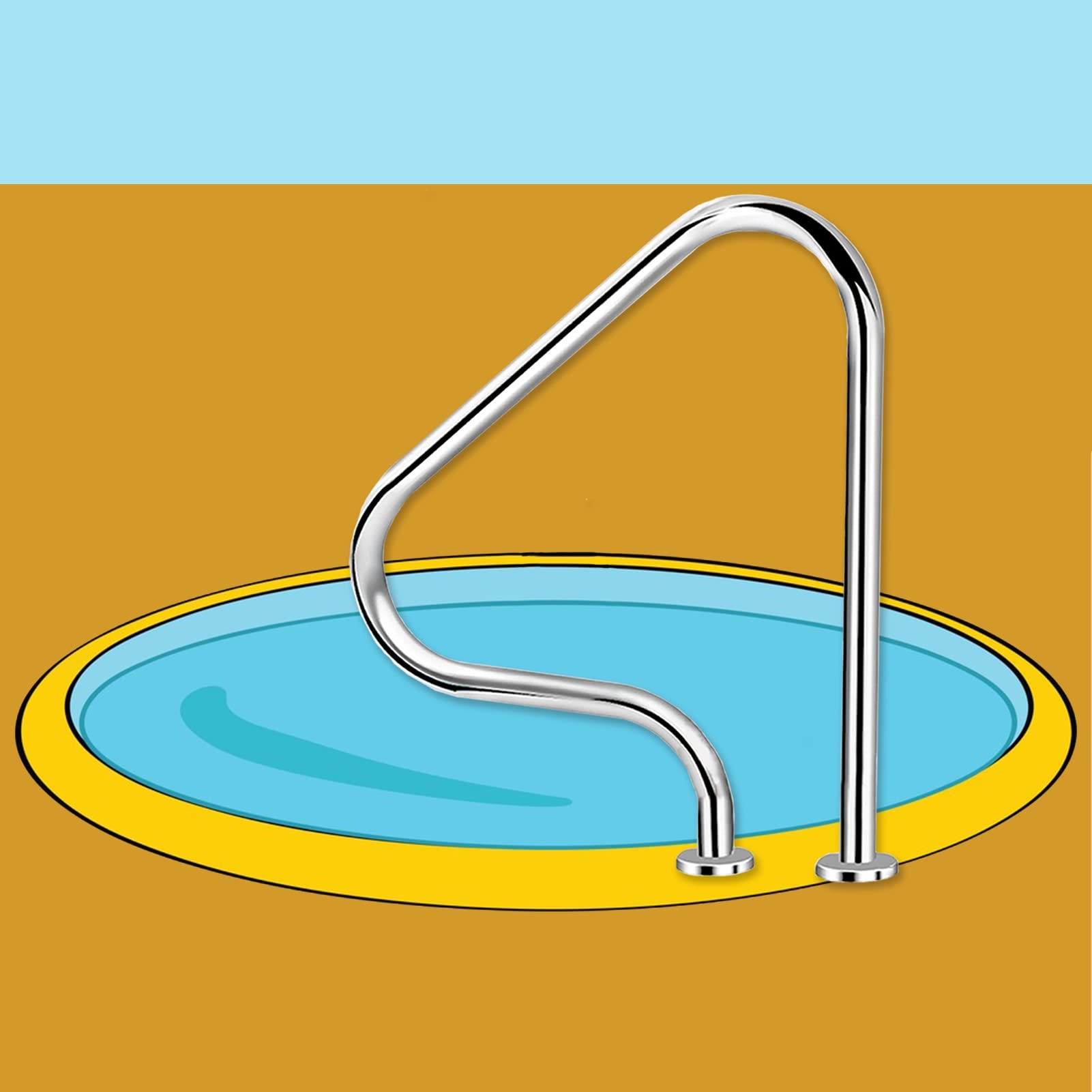 Swimming Pool Safety Hand Rail Pool Handrail,31.5" X 31.5" Pool Stair Hand Rail Deck-Mounted 3-Bend Railing,Swimming Pool Safety Handle Grab Ladder, for Inground Pool Entry,Silver