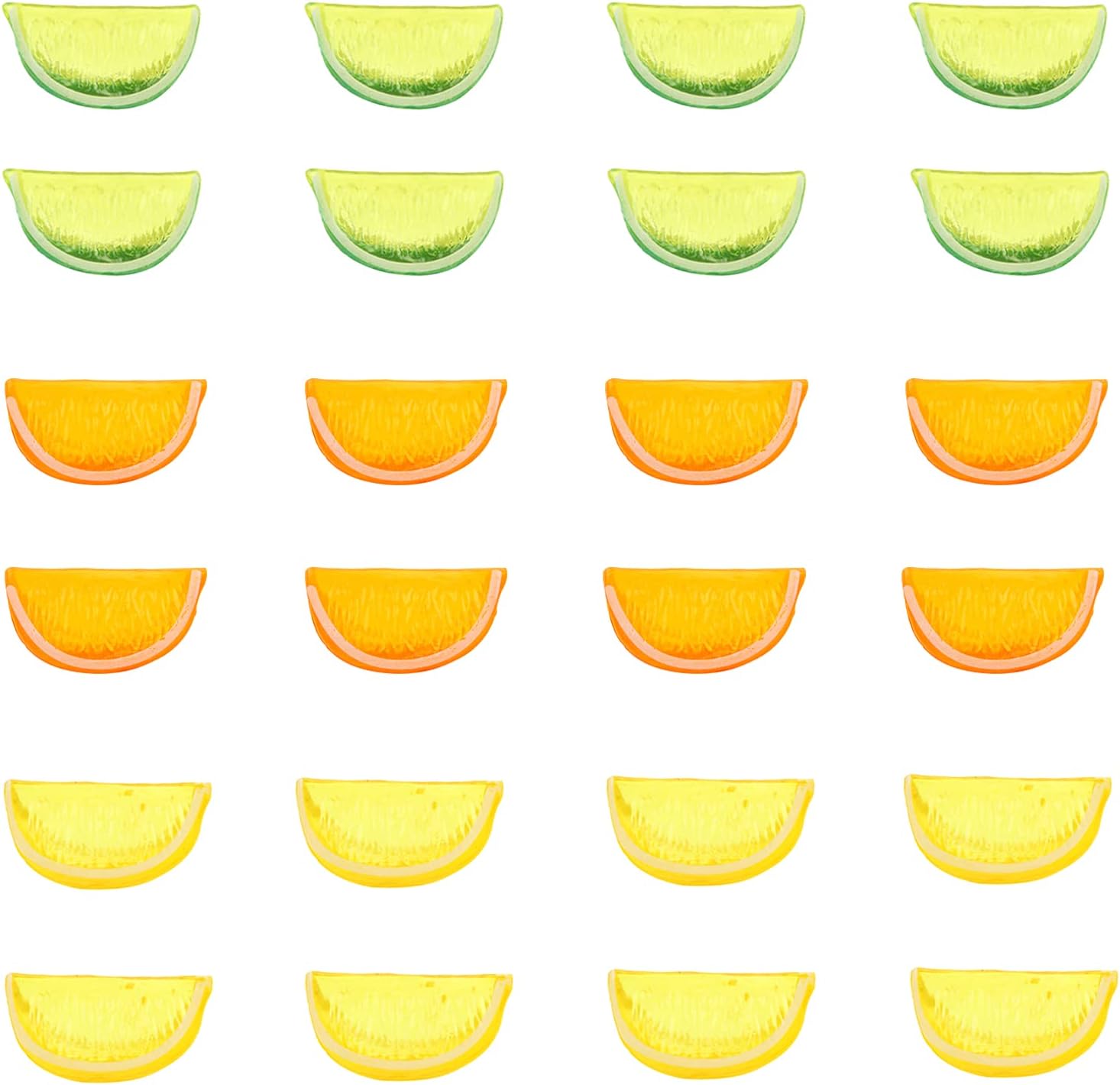 CCINEE 24PCS Artificial Lemon Blocks,Realistic Fake Lemon Lime Wedge Block Fruit Decor for Home Kitchen Decoration Photograph Prop