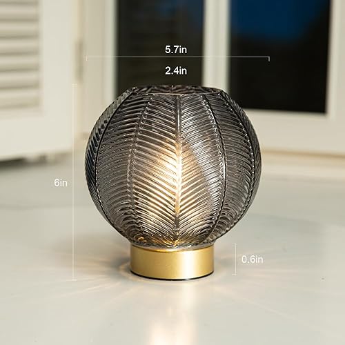 Miniatura 10 de Lámpara de mesa inalámbrica con temporizador, lámpara de mesa inalámbrica con bombilla LED, pequeña lámpara decorativa de cristal para mesita de