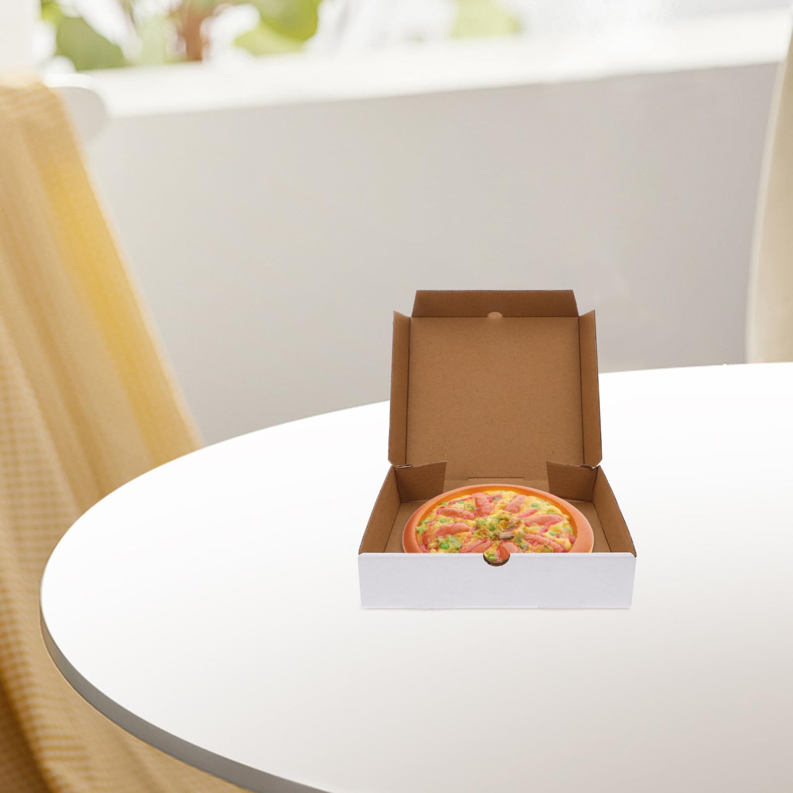 PLAFOPE 30pezzi Scatole per Pizza in Cartone Kraft Bianco Ondulato Contenitori Riutilizzabili per Pizza da Mantengono Freschi per Asporto e Forno