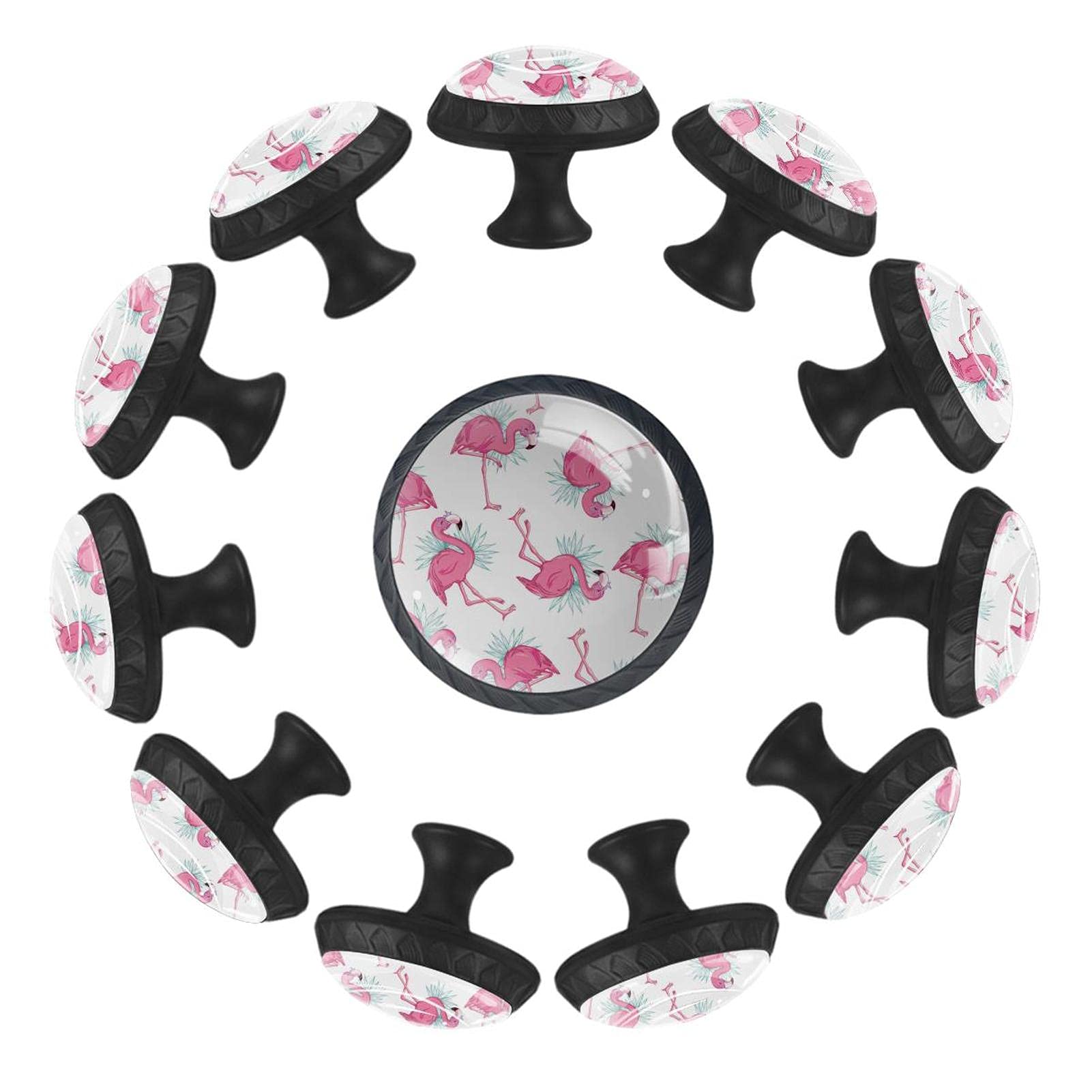 Boutons de tiroir flamants roses 35mm ronds pour meuble enfant et commode