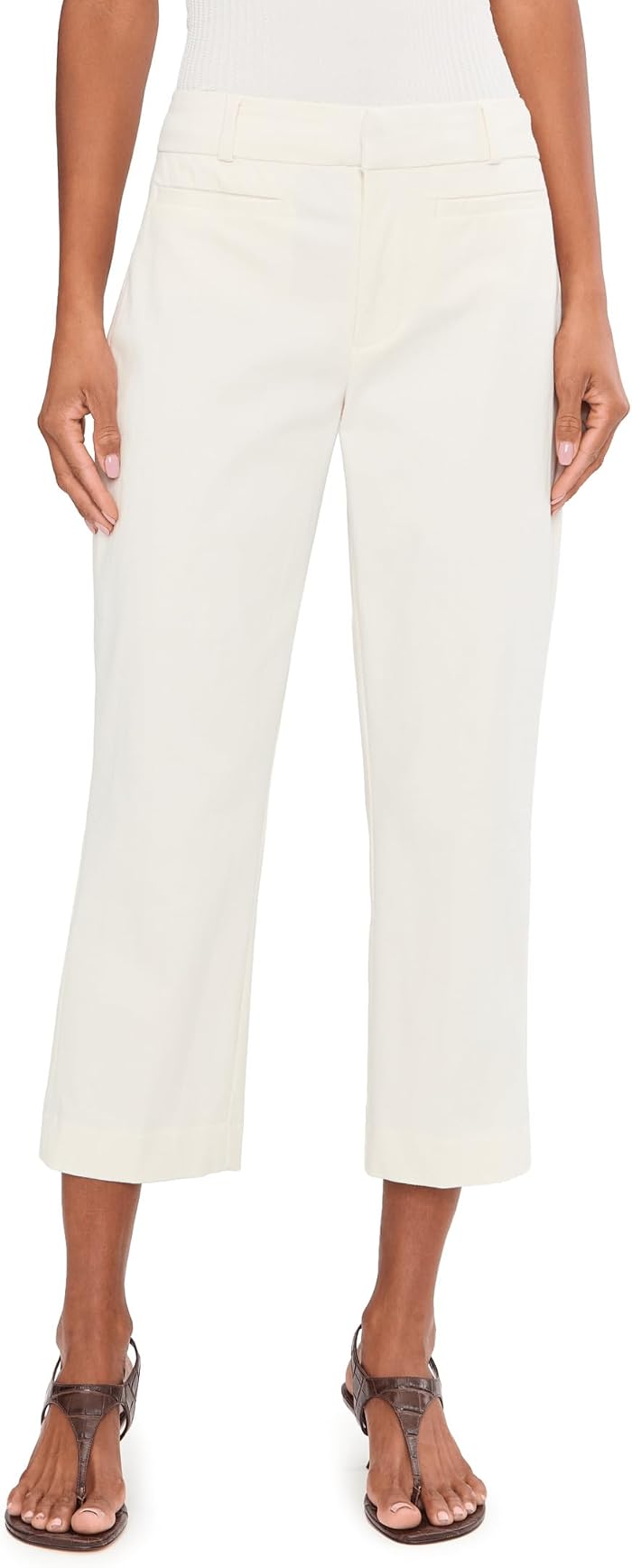 Женские брюки Liverpool Los Angeles 25.5" Mid-Rise Welt Pocket Crop Trousers, цвет: Белый — фото 1