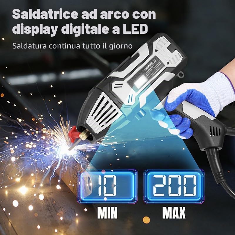 Saldatrice per elettrodi a mano, IGBT, saldatrice ad arco, 220 V/3000 W, portatile, compatta, per riparazione auto, funzione ARC e protezione da surriscaldamento 3/32-1/8 pollici