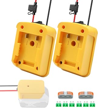 2 Packs Battery Adapter Compatible with Dewalt 20V Battery, Power Adapter Converter Kit with Fuse, 12AWG Wire, Fuse Holder and Switch for Power DIY, RC Car Toys, Wheels and Robotics