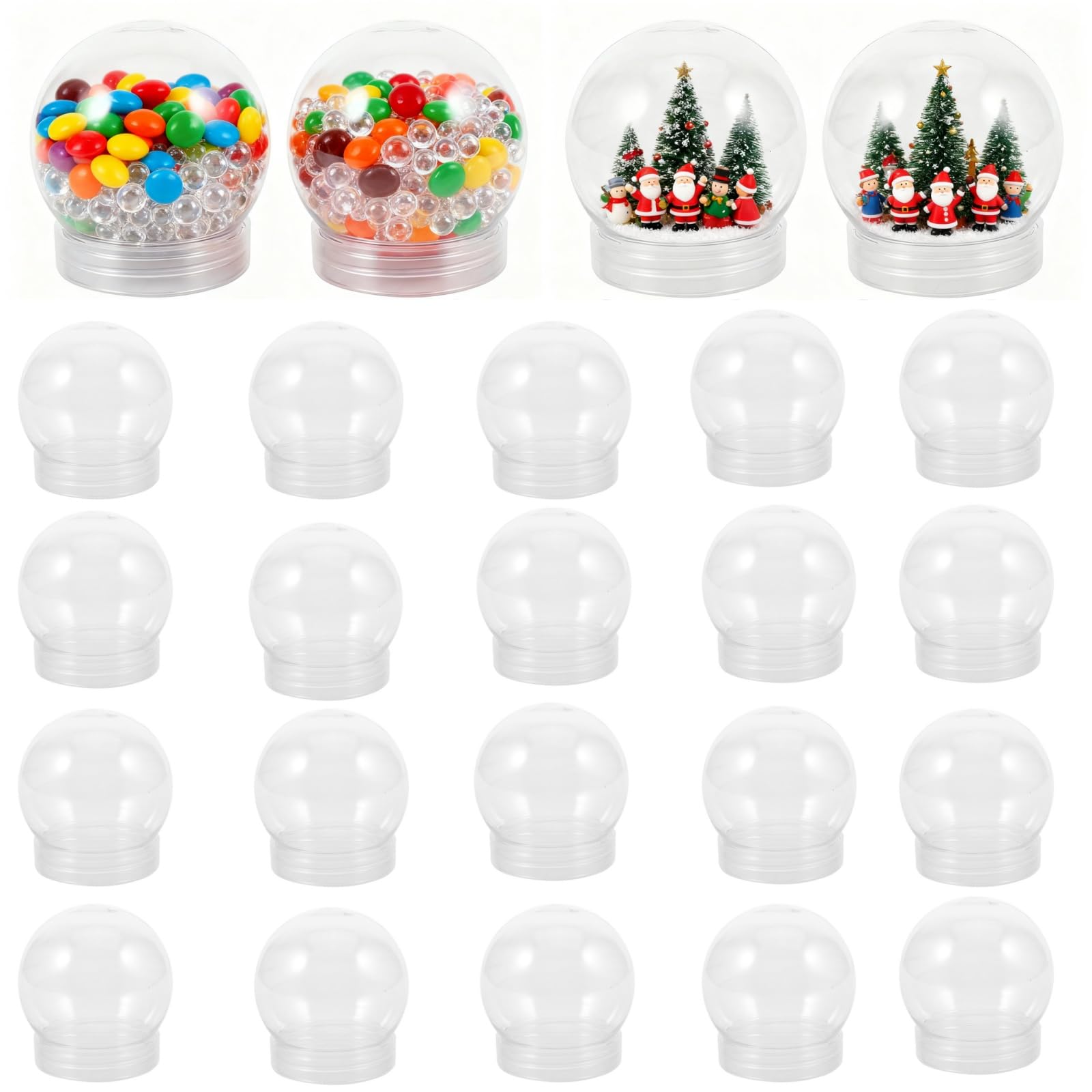 Ciieeo 24 Stück Kunststoff-Schneekugeln Klare Befüllbare Schneekugeln Mit Schraubverschlüssen Zum Selbermachen Basteln Zuhause Weihnachten Winter Dekoration 300 Ml