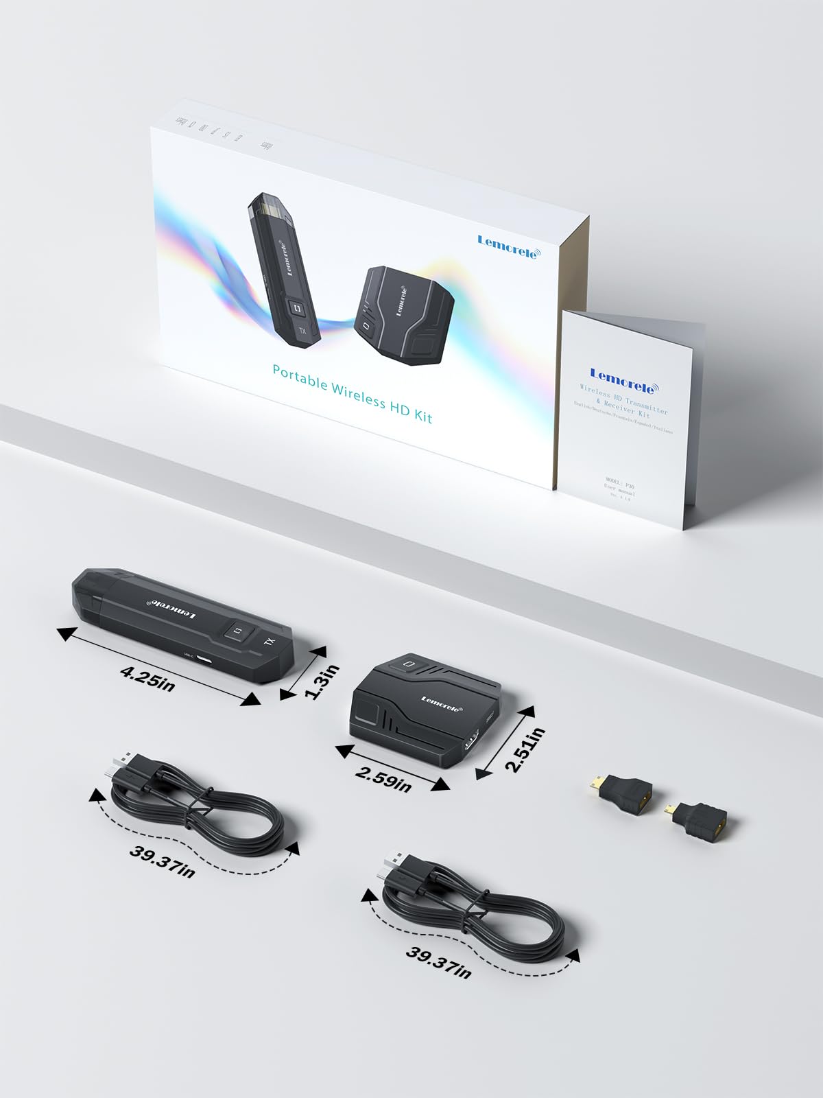 Lemorele Wireless HDMI zu USB-C Adapter für XREAL Air, HDMI Wireless Transmitter zu USB/Typ C Receiver für Nreal Air, Rokid Air, RayNeo AR, GRAWOOW, Switch Base,Steam Deck Base,PS4,PS5,Xbox