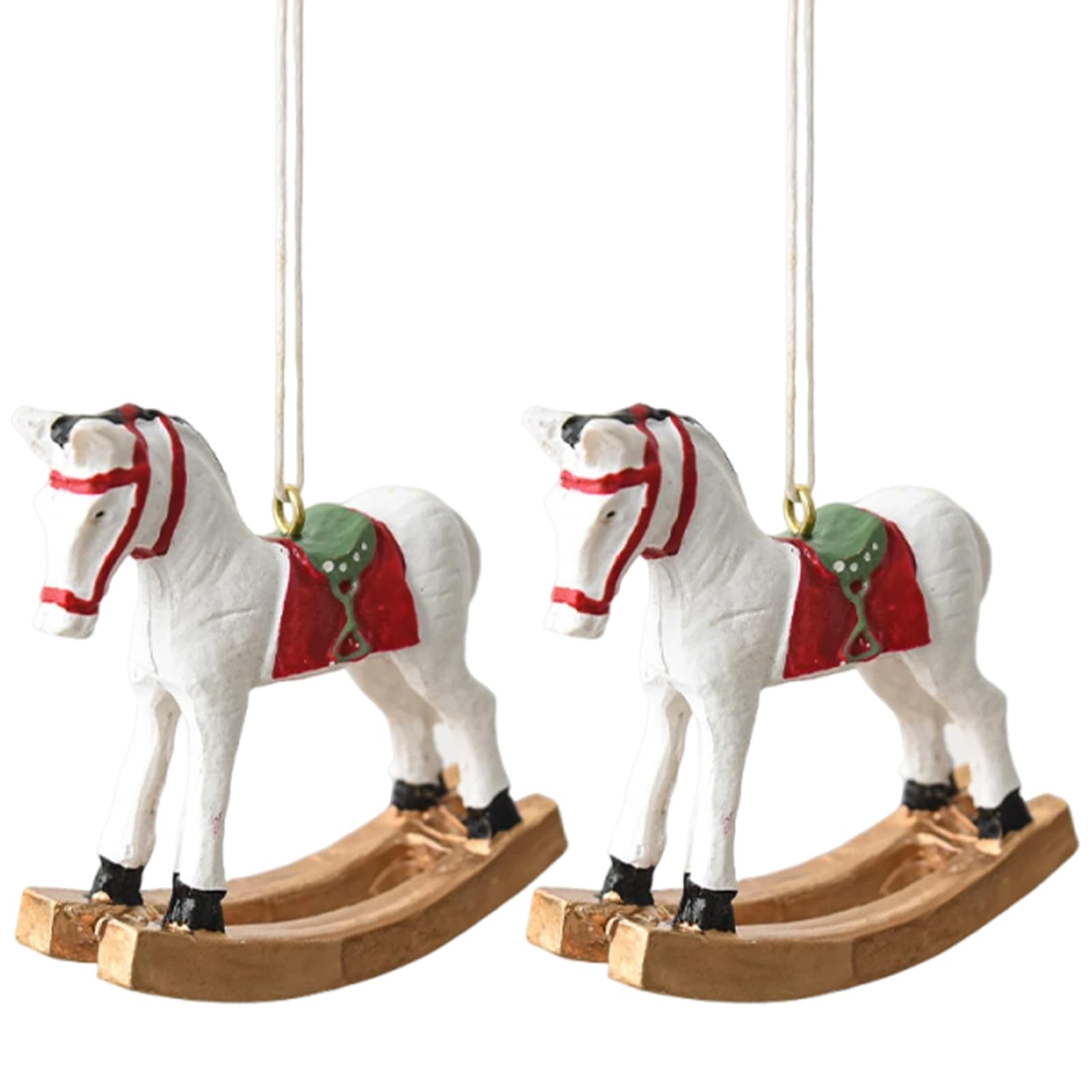 Tsophreniq 2Pcs Christmas Tree Ornament Resin Horse Sculptures Christmas Trees Hanging Decorations for Mantels Holiday Decoration Resin Sculpture