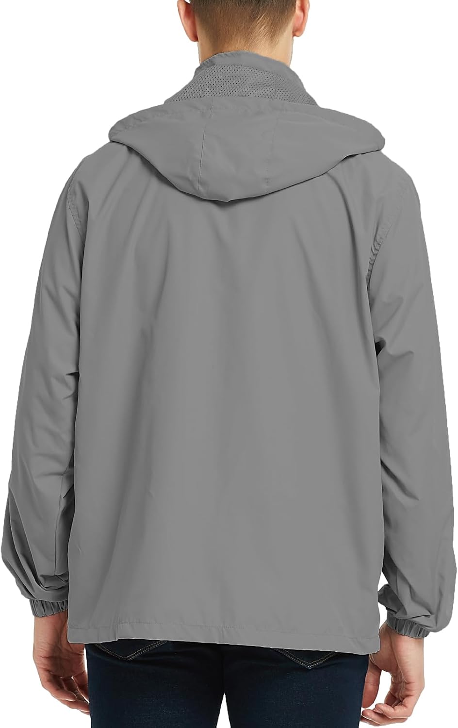 Mywu Men's Water-resistant Rain Jacket Lightweight Windbreaker Hooded Rain Coat for Adults Outdoor Hiking Camping