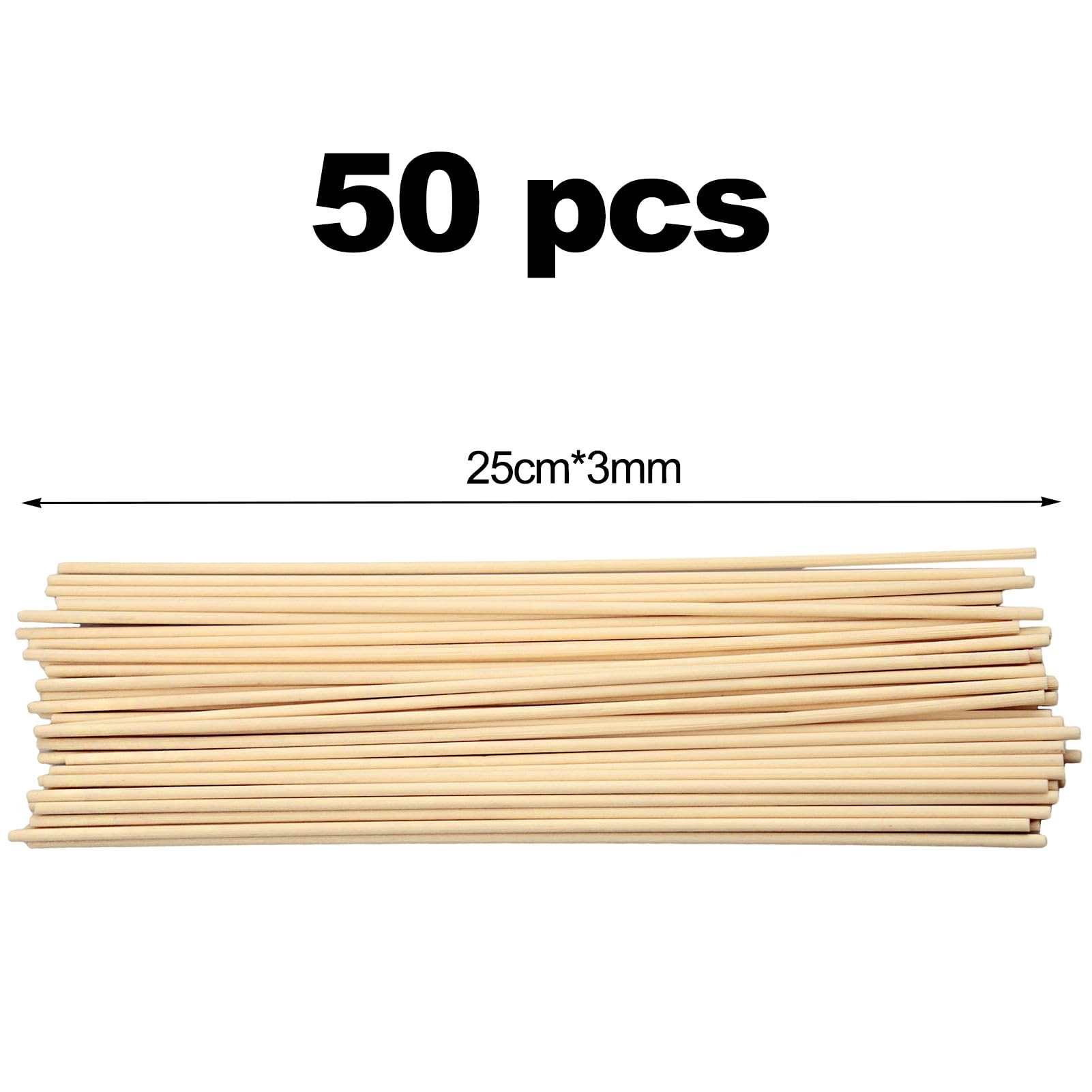 50 Piezas Varillas ambientador,ambientador Varillas,Varillas Recambio,Ratán de Madera,Caña Aroma de Aceite Recambio,para El Hogar,Oficina,Dormitorio,25cm*3mm