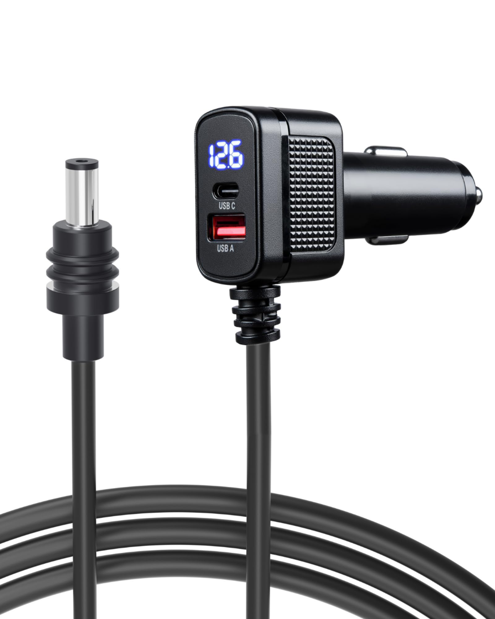 Car Charger Cable for Starlink Mini 10FT with Display - 12-24V Cigarette Lighter to DC Power Cable, 60W DC + 33W Dual USB-C/USB-A Adapter for Trucks,