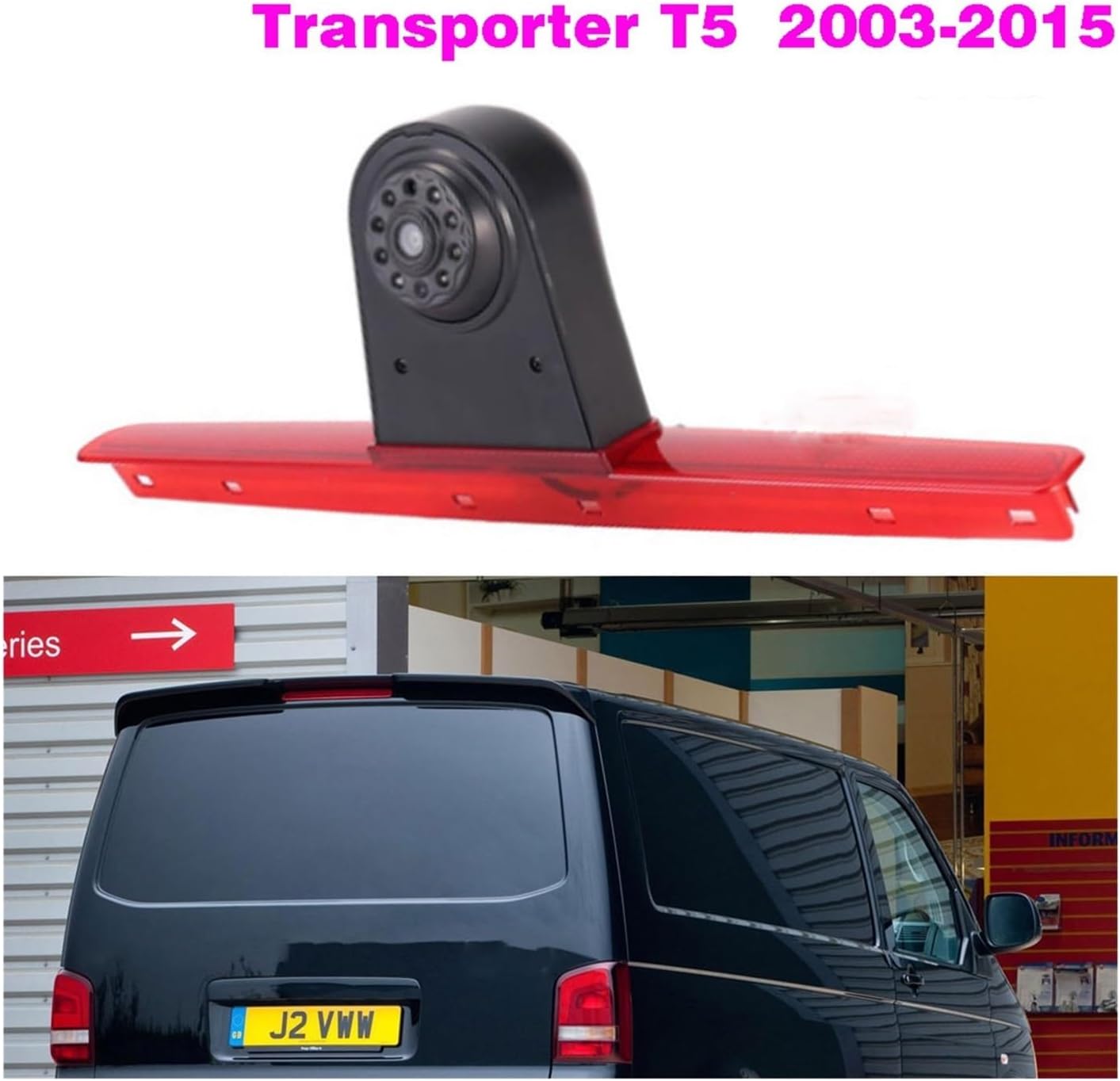 CCD Car Brake Light Reverse Camera Compatible with VW Transporter T5 2003-2015 LED Light Parking Rear View Camera