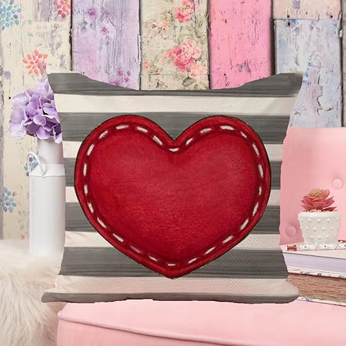 Miniatura 10 de KACOPOL Juego de 4 fundas de almohada para el día de San Valentín de 18 x 18 pulgadas, fundas de cojín decorativas para el día de San Valentín