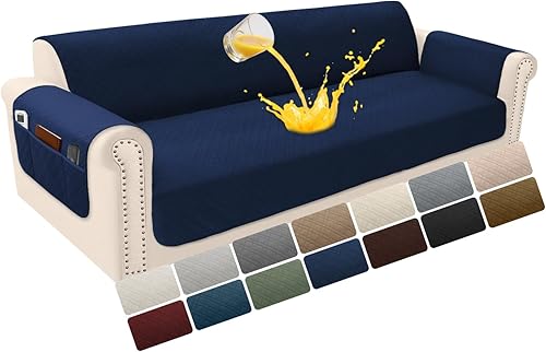 Miniatura 25 de Funda de terciopelo 100 % impermeable para perros, funda de sofá lavable para sofá de 3 plazas, juego de fundas acolchadas y antideslizantes con