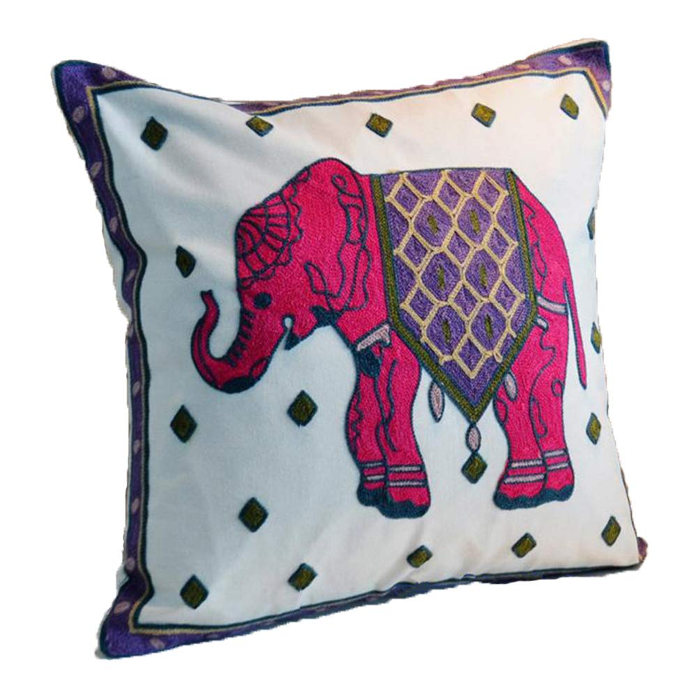 ZUODU Red Elephant Cushion Cover 18x18 Inch 45x45cm National Embroidery Bohemian Housewarming Car Home Decor Cushion Cover (Red Elephant)
