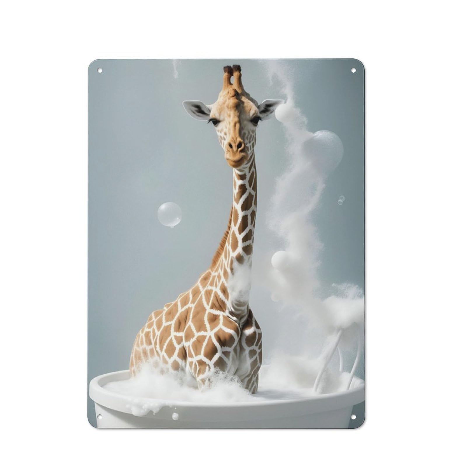 Junmoney Giraffe Bathroom Animal Garden Style Tin Sign 40X30cm, Porch Wall Decor For Patio Bar, Workshop, Shed Or Kitchen