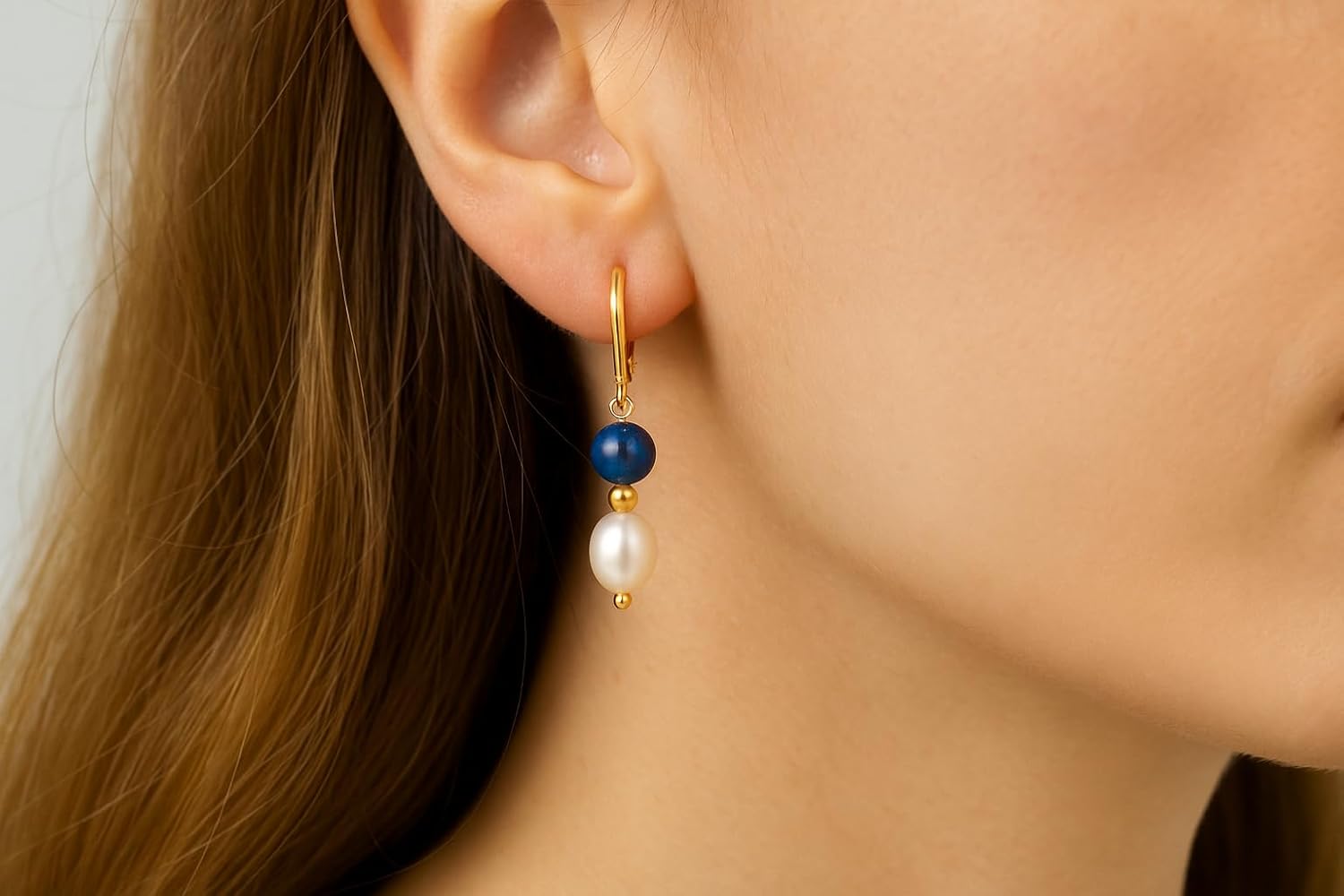 Poshpendant Handmade Freshwater Pearl Earrings for Women | Natural Gesmstone Beads | Gold Leverback Dangle Drop Earrings | Boho Minimal Jewelry | Gift for Her | Daily Wear