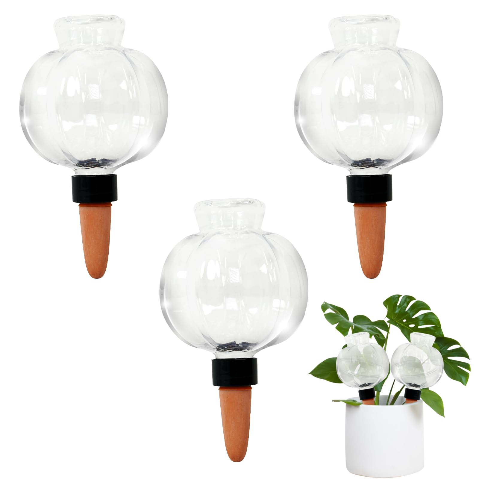 3 Pack Plant Self Watering Globes Top Fill for Indoor Plastic Water Bulbs Slow Release Te…