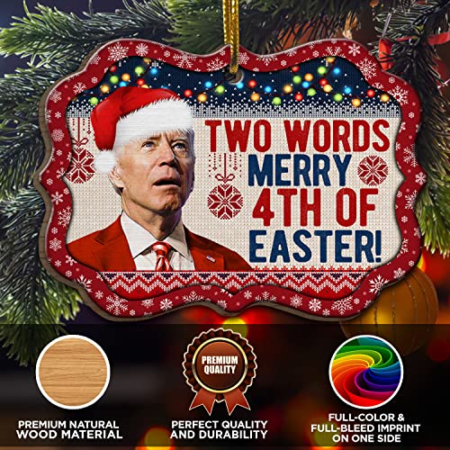Urvog Funny Merry 4Th Of Easter Joe Biden Ugly Christmas Benelux Shaped Medallion Christmas Ornament Keepsake - Biden Christmas Ornaments, Wood Medallion Ornament, Pack 10 #TOP4