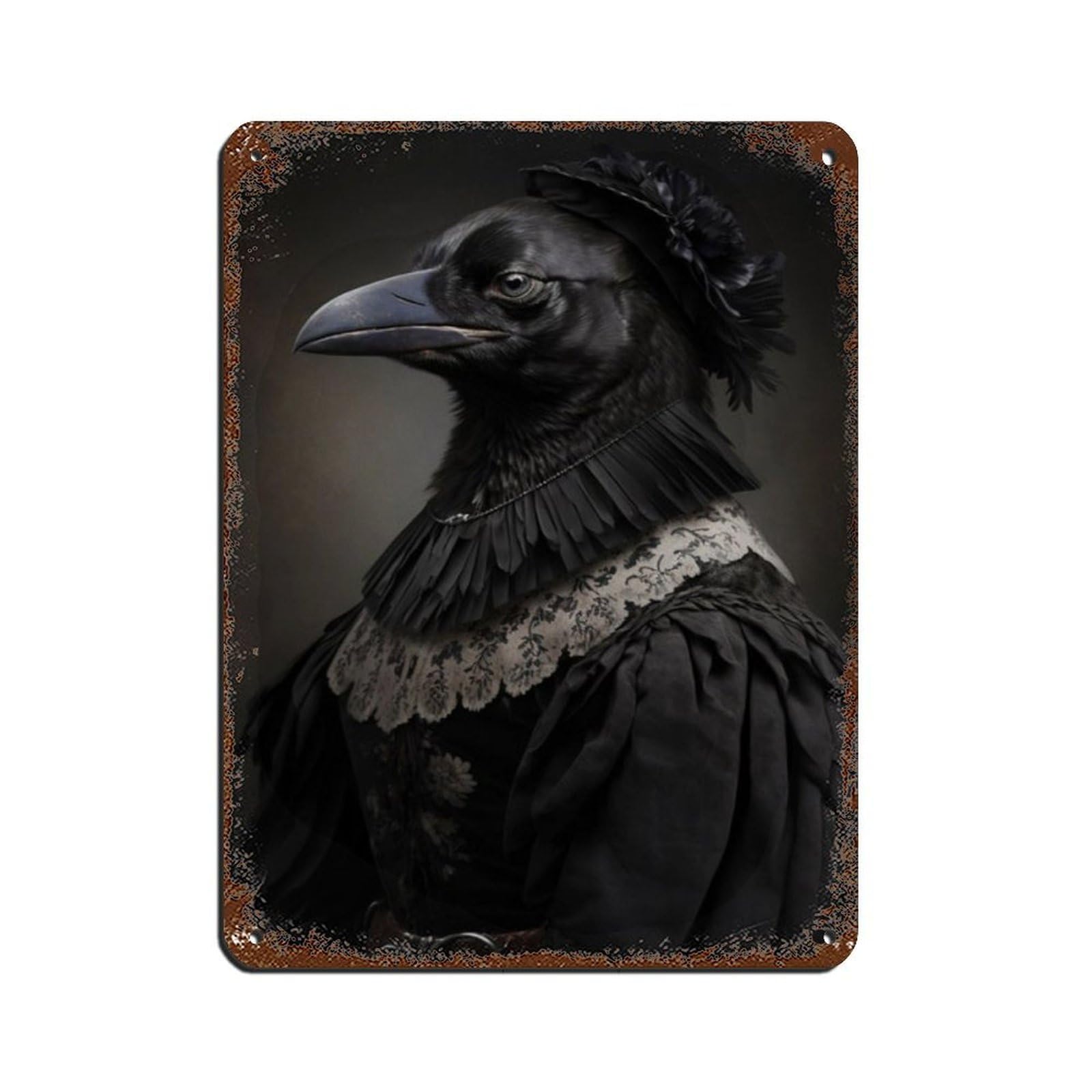 Gothic Raven Vintage Poster Tin Sign Vintage Metal Pub Club Cafe Bar Home Wall Art Decoration Poster Retro 12x16inch(30x40cm)
