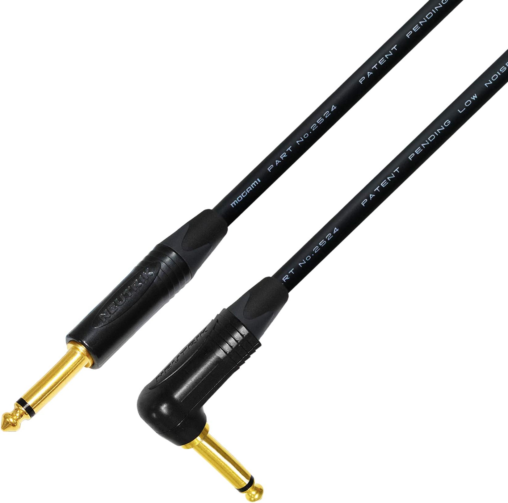 WORLDS BEST CABLES 6 Foot - Guitar Bass Instrument Cable Custom Made Using Mogami 2524 Wire and Neutrik NP2RX-B & NP2X-B ¼ Inch (6.35mm) Gold TS Connectors