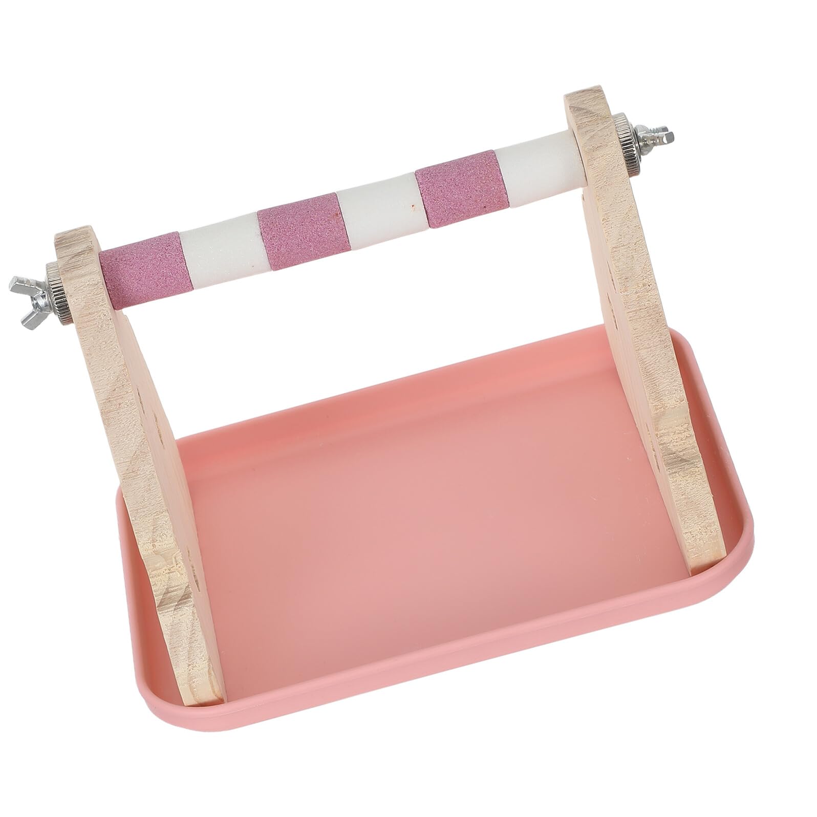 Percha para Loros con Bandeja Desmontable, Plataforma de Madera y Plástico, Soporte Portátil para Jaula, Uso en Casa y Alimentación