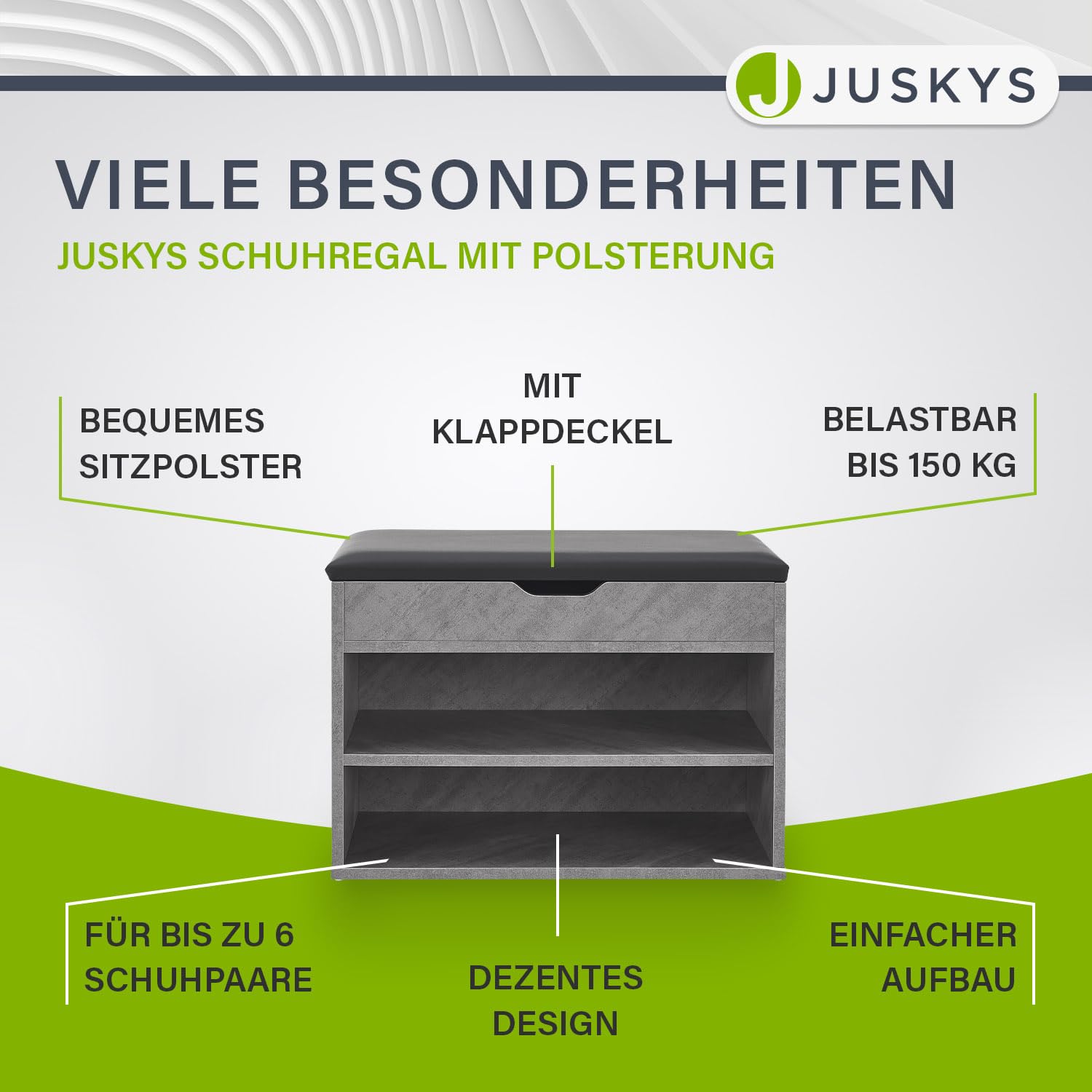HOMCOM Schoenenrek Met Schubank, 2 Planken, Zitkussen, Bamboe, 55 Cm X 35 Cm X 46 Cm Grau Natur~1l4700sf89o01