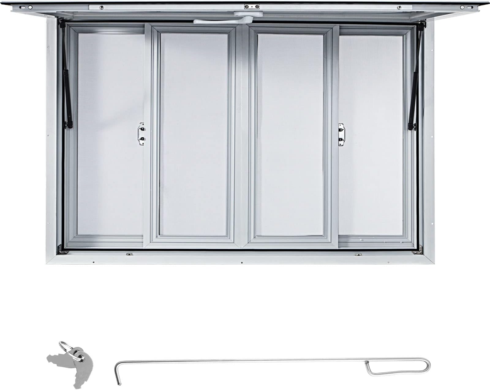 VEVOR Concession Window 60 x 36 inch, Aluminum Alloy Food Truck Service Window with 4 Horizontal Sliding Screen Windows & Awning Door & Drag Hook, Serving Window for Food Trucks Concession Trailers