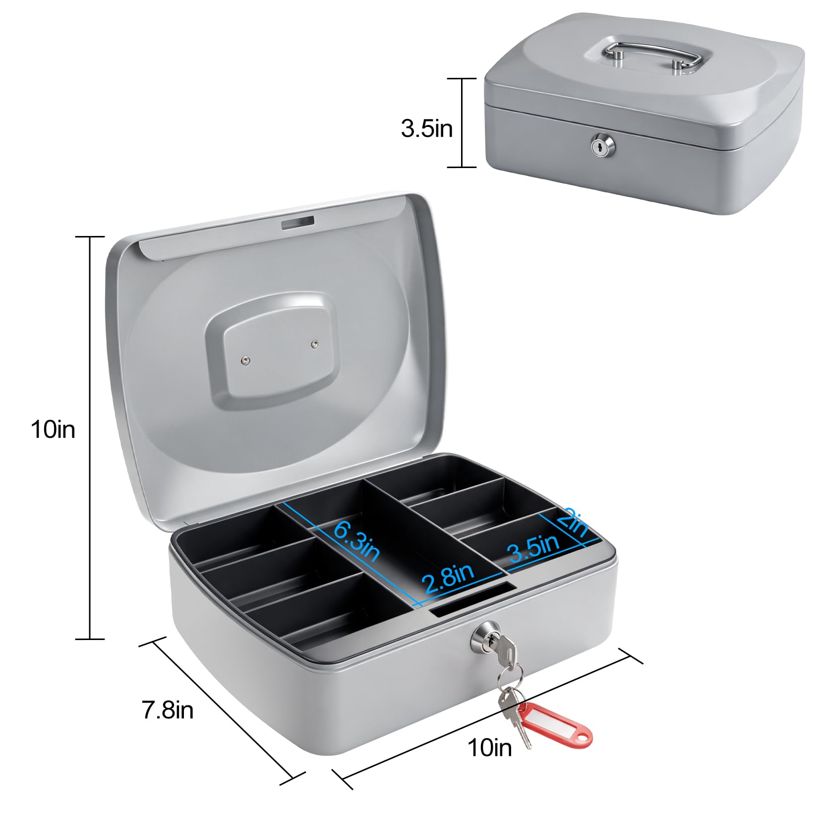 Cassetta portavalori con serratura e 40 involucri per monete assortiti, organizer per risparmiare denaro