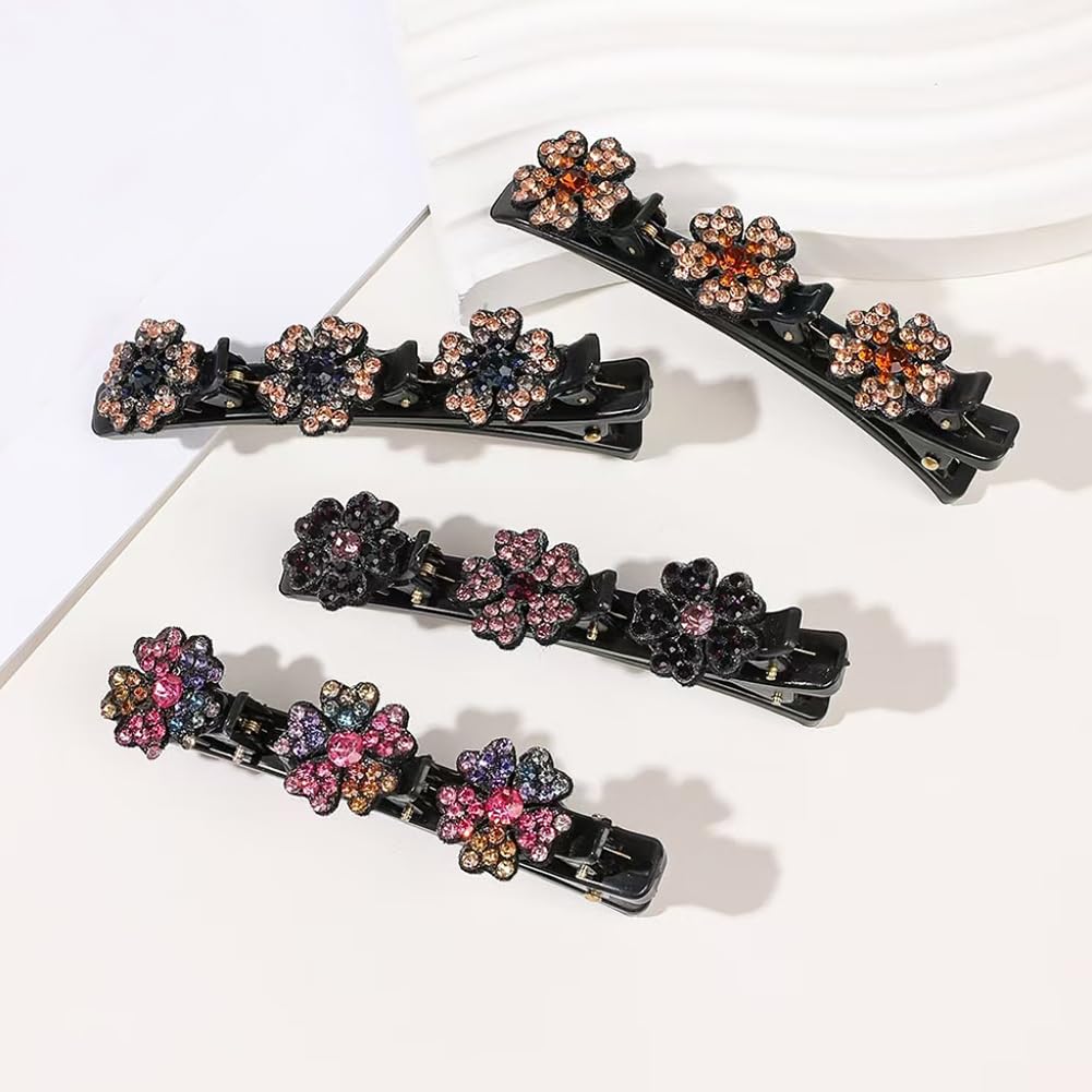 MEZHEN Hair Clips Ladies Girls Hair Clip with Sparkling Crystal Stones Hair Styling Clips Mini Hair Clips Women Hair Clips Flowers Pack of 8 - Image 4
