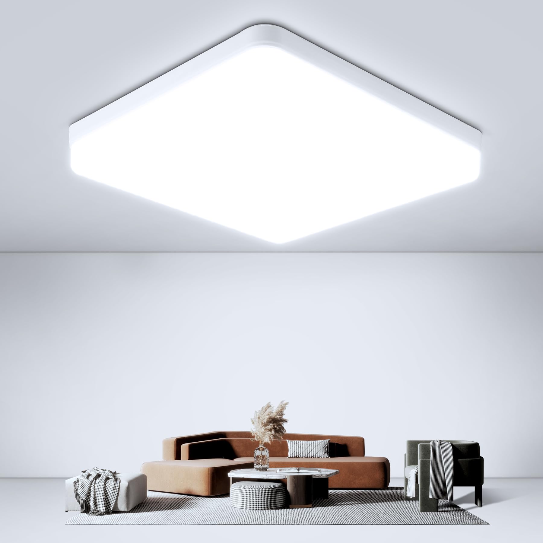 CHENBEN Bathroom Lights Ceiling, 36W Led Ceiling Light, 6500K Bathroom Lighting, IP44 Protection, Moisture and Dust Proof, Modern Square Design for Living Room Bedroom Office Hallway