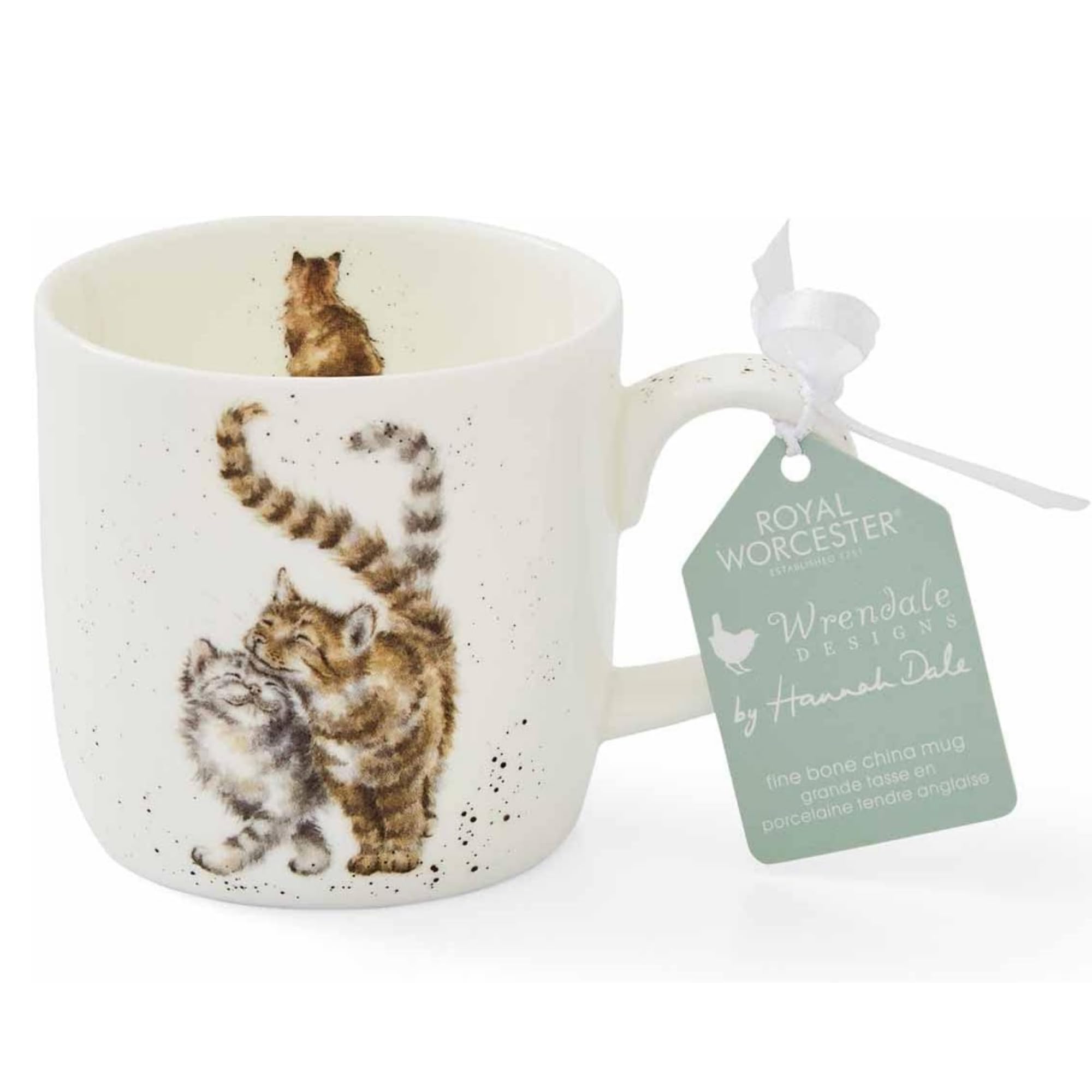 Wrendale Designs Feline Fine (Cat) 14oz Fine Bone China Mug, Hannah Dale Illustrated Coffee Cup