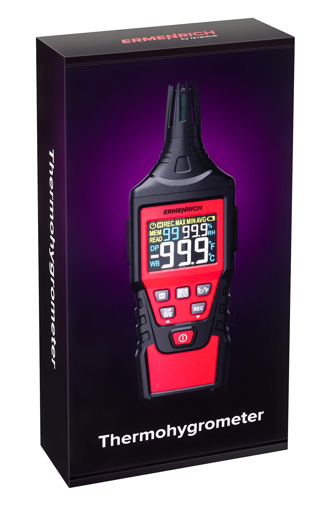 Wett TU30 Hygrometer-Thermometer, Temperatur- und Feuchtigkeitsmessgerät Innen/Außen, Taupunkt, farbiges LCD-Display, Min/Max-Speicher, automatische Abschaltung, schnelle Messung, °C/°F