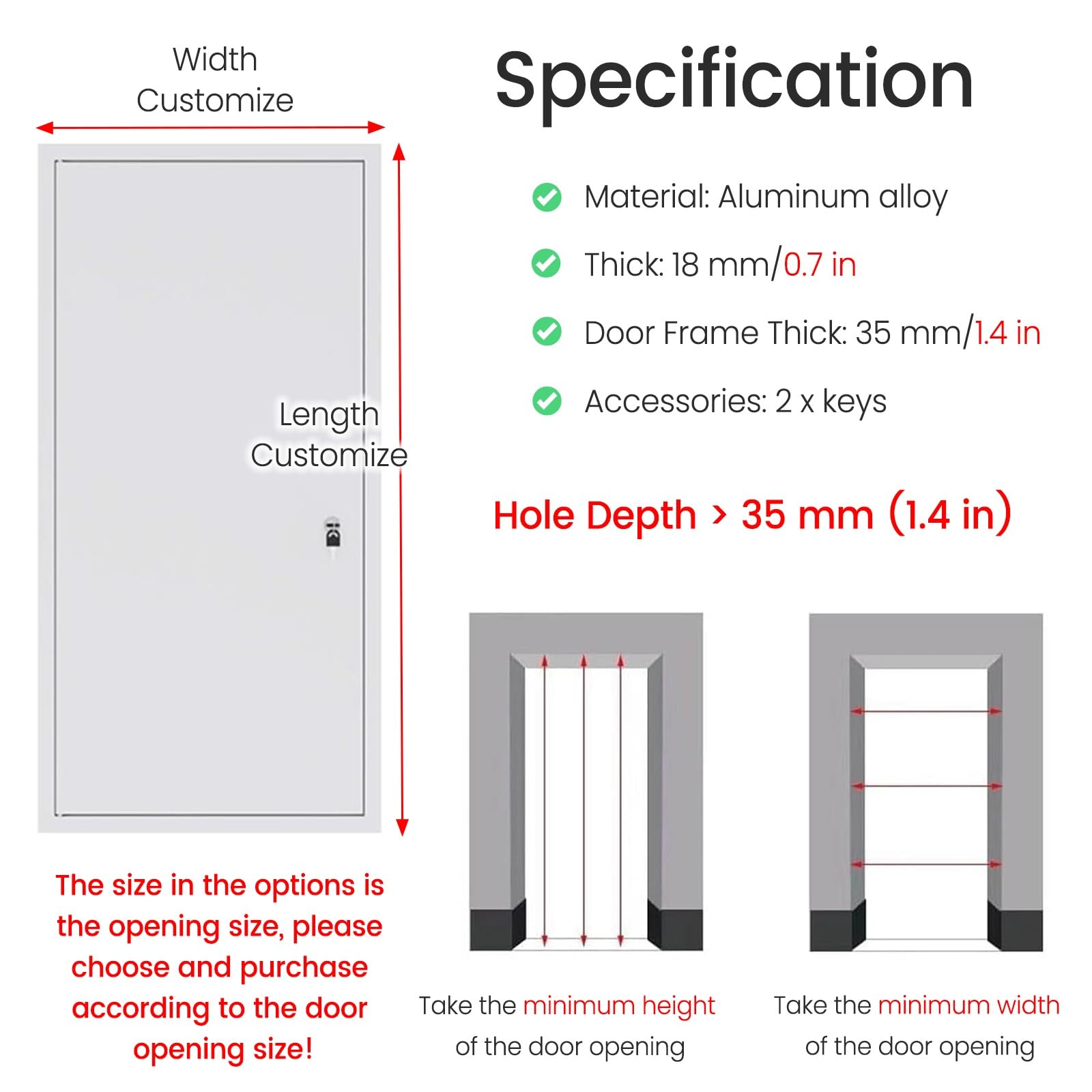 Genérico Puerta de Registro de fontanería Blanca a Medida, Panel de Pared metálico Impermeable, Puerta de conducto de Servicio de fácil instalación con Llave, Placa de Cubierta de Pared Duradera de 1