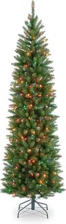 National Tree Company Artificial Pre-Lit Slim Christmas Tree, Green, Kingswood Fir, Multicolor Lights, Includes Stand, 6.5 Feet