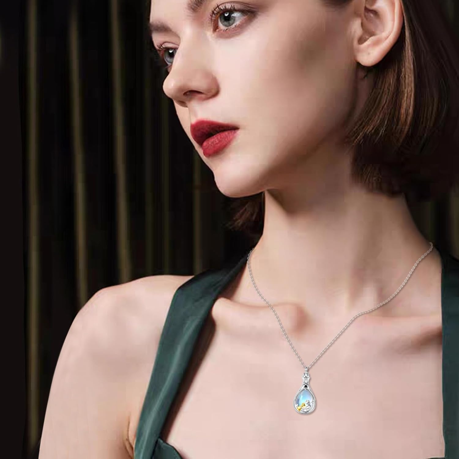 VONALA Dog/Turquoise Urn Necklace for Ashes Sterling Silver Memorial Pendant Jewelry for Women Men - Image 2