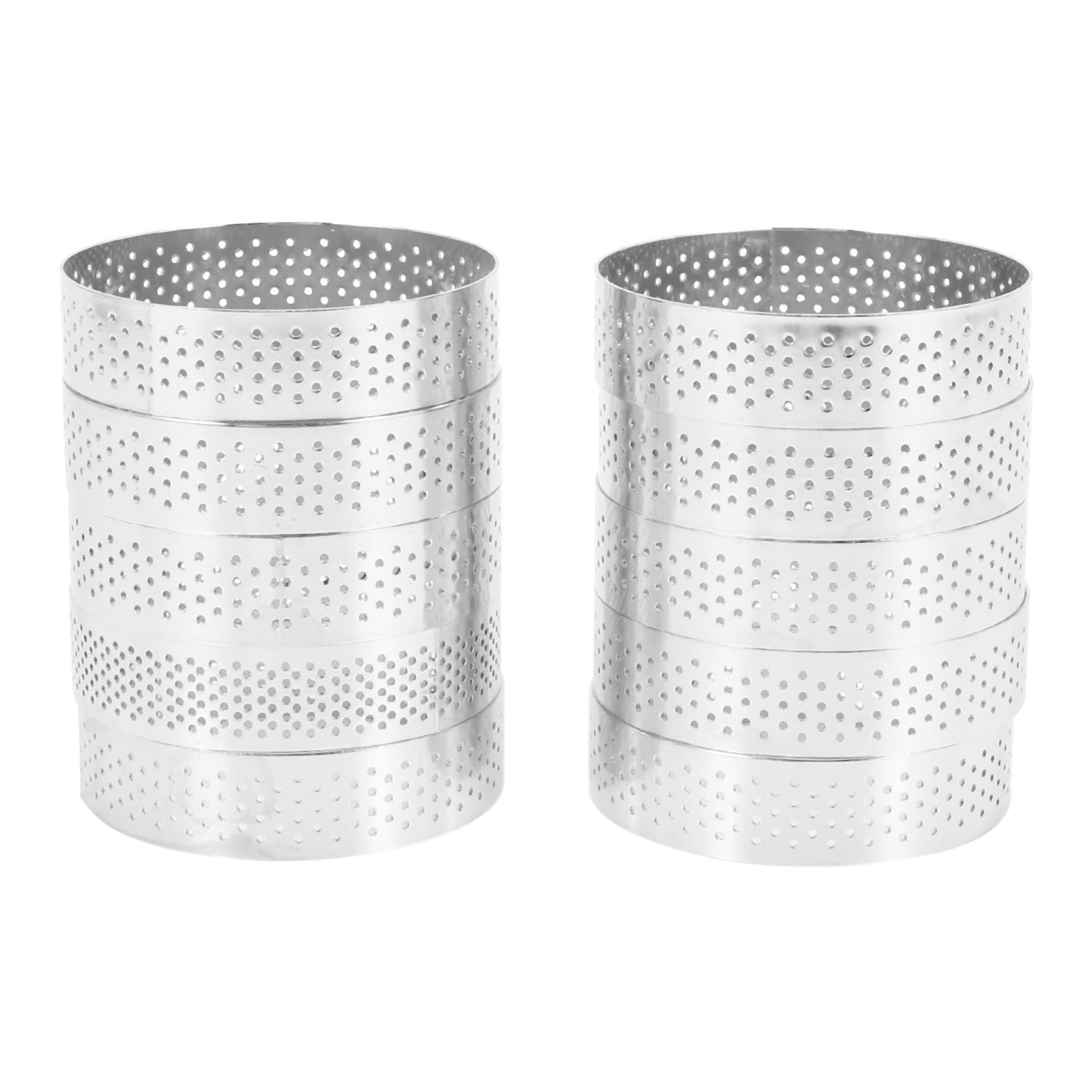 Stampo Per Torte Circolare In Acciaio - Set Da 10 Pezzi, 8 Cm, Forato, Per Mousse E Dessert - Foto 2