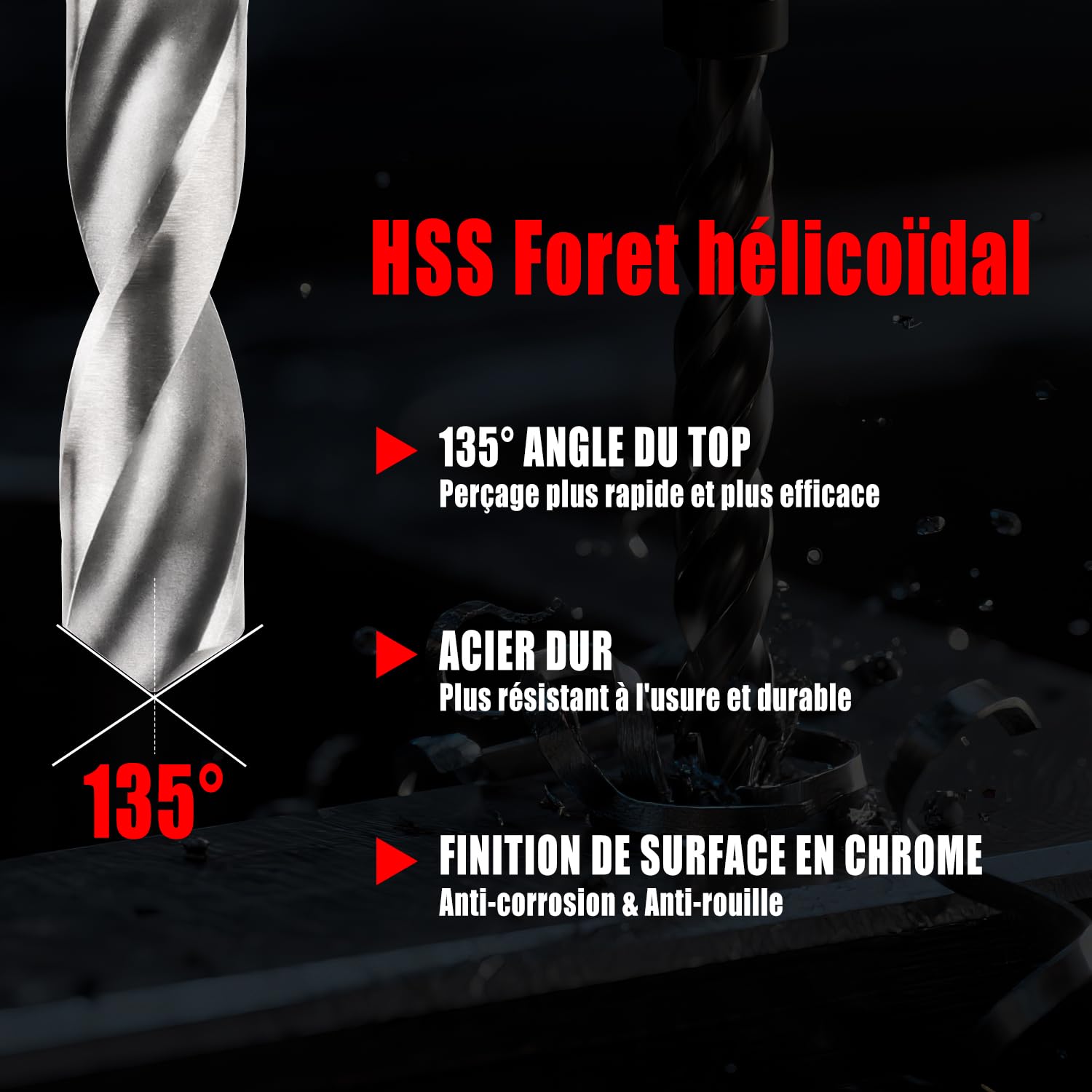 131 Pièces Kit de réparation de Filetage, tarauds et forets | Kit Filet Insertion de Fil Métrique M5, M6, M8, M10, M12 tarauds et forets Outils de Filetage