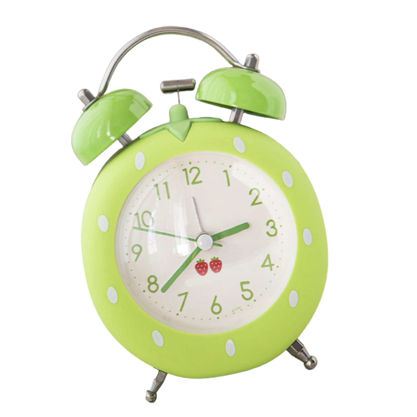 Tsophreniq Sleepers Alarm Clock Strawberry Shape Quiet Operations Twin Loud Bells Night Light Bedroom Living Room Home Accent Strawberry Themed Alarm Clock for Children