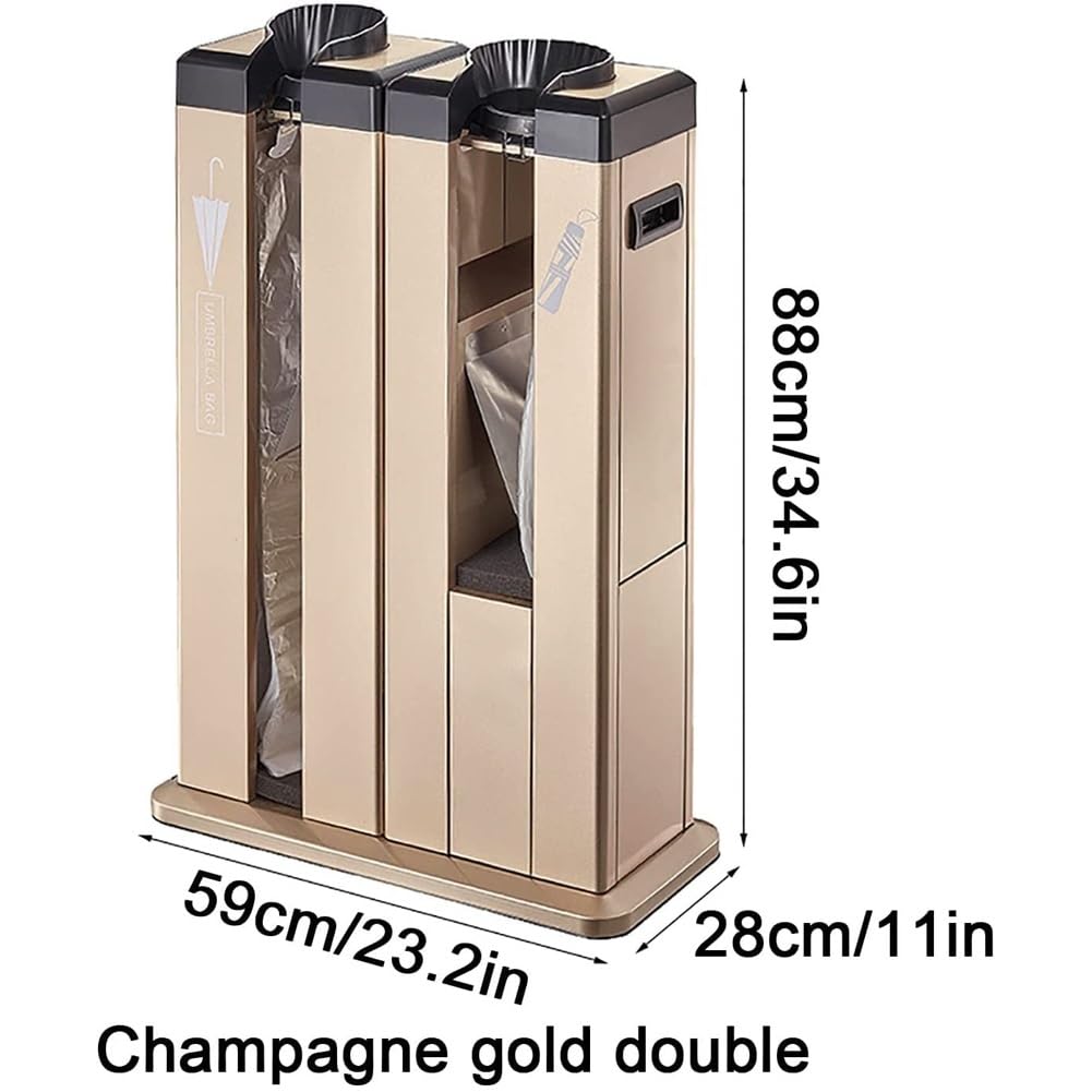 Involucro automatico per ombrelli bagnati per hotel e uffici, confezione doppia, include 200 sacchetti e ruote, efficiente dispenser per ombrelli per uso commerciale