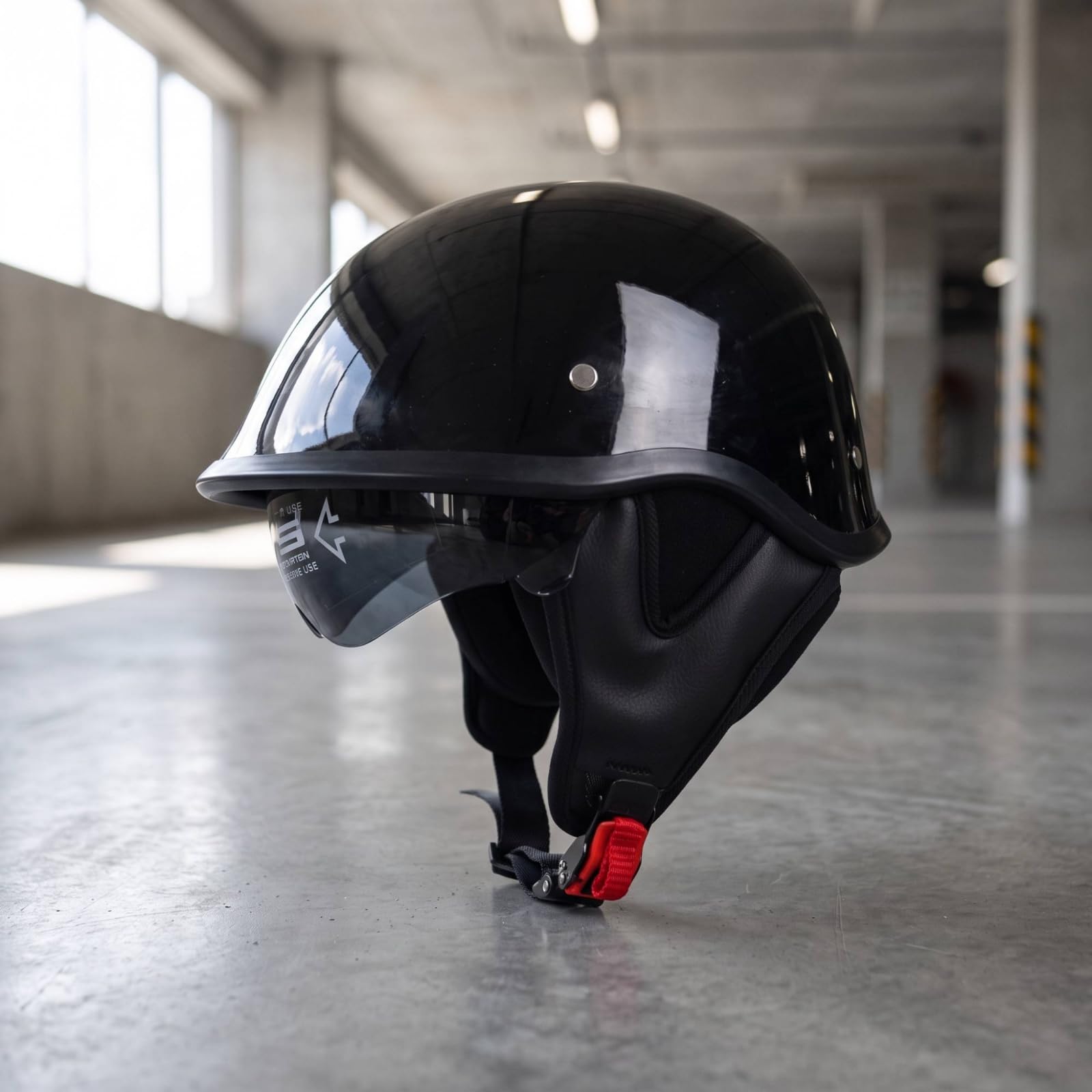 Casco Integrale con Visiera Antivento Omologato Calotta in E Cinghia a per Pendolare