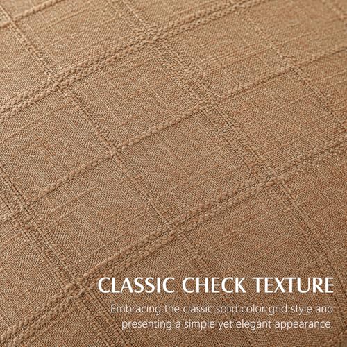 Image of Foindtower Set of 1 Decorative Linen Check Throw Pillow Cover Neutral Farmhouse Lumbar Cushion Cover Soild Modern Boho Home Decor for Sofa Chair Couch Bedroom Living Room,14x36 Inch,Brick
