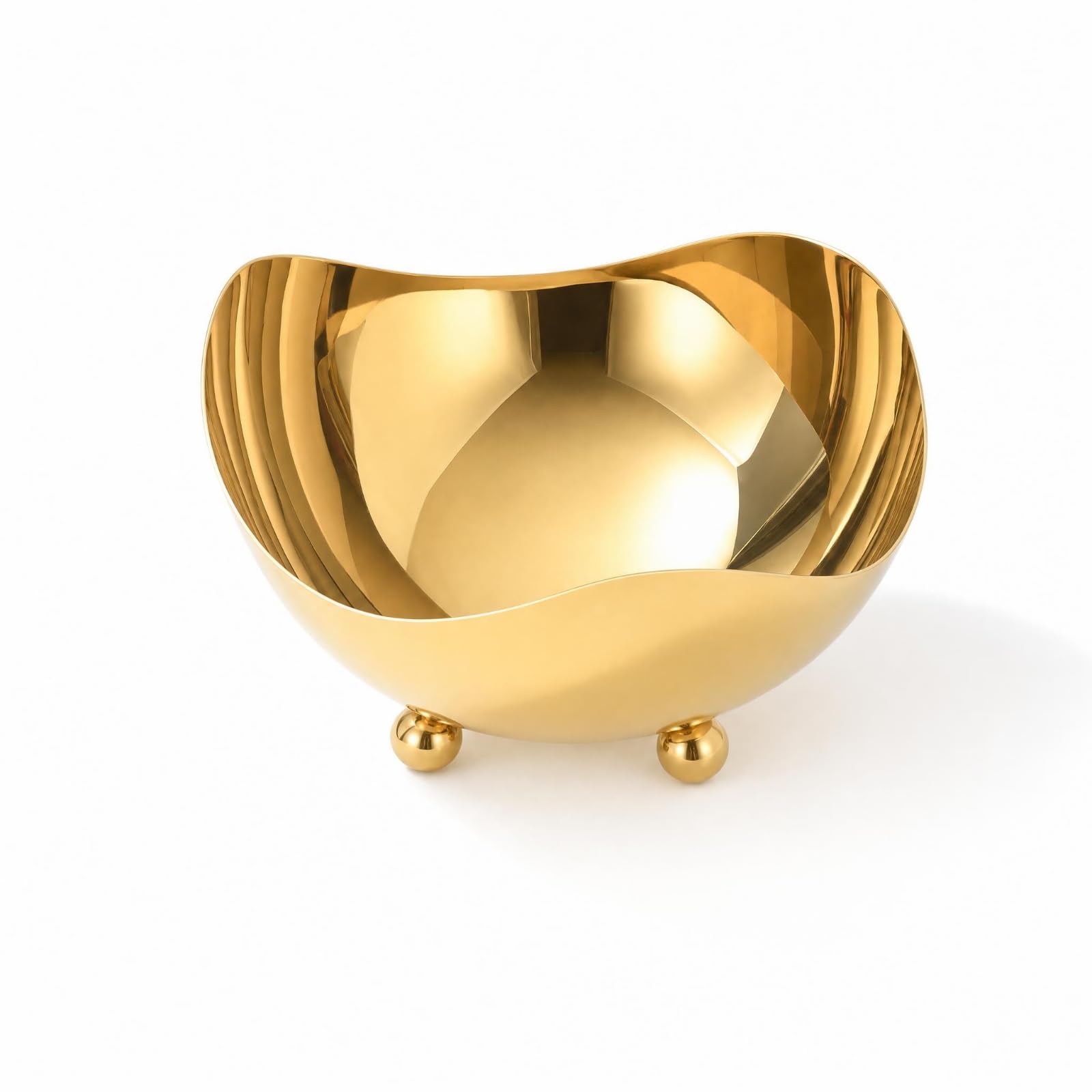 Amagogo Industrial Tray Edelstahl Schale Servierschale Obstschale Dekoschale mit Wellenförmigem Rand Und Flacher Schale Pflegeleicht Und Langlebig für, Gold, size to 5