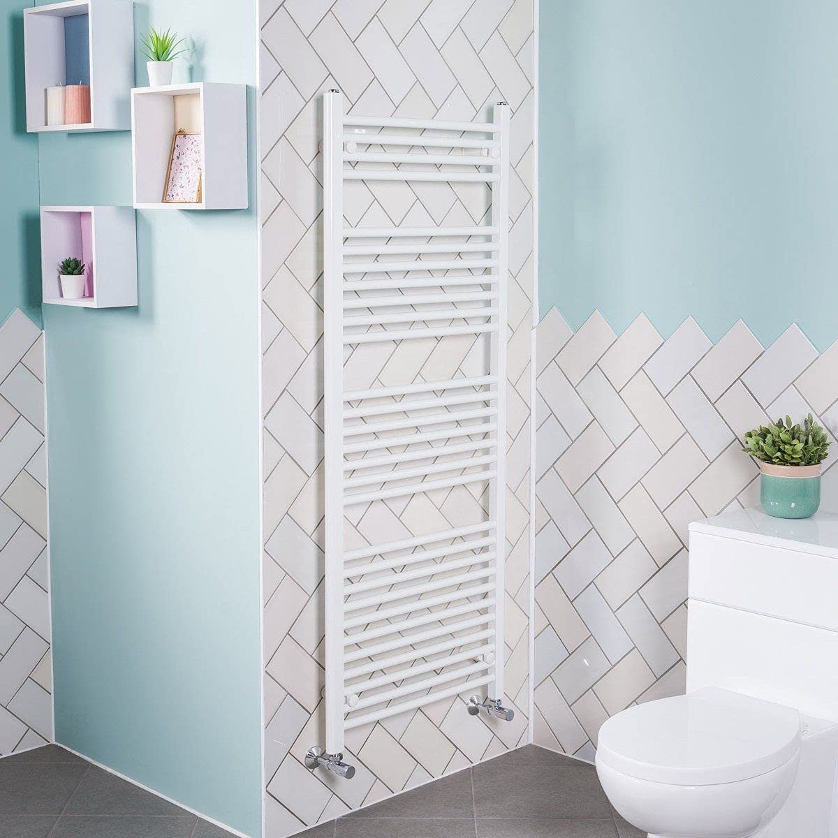 Warmehaus Contemporary Straight Bathroom Ladder Radiator Heated Towel Rail 1500 x 600mm Towel Warmer Central Heating White