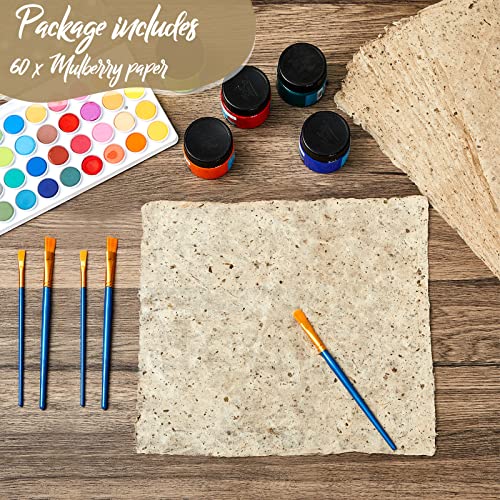 60 Pcs Mulberry Paper Craft Paper Handmade Paper Decoupage Paper Calligraphy Papers Sheet Diy Painting Papers For Scrapbook Decoupage Drawing Writing (16 X 12 Inch) #TOP2