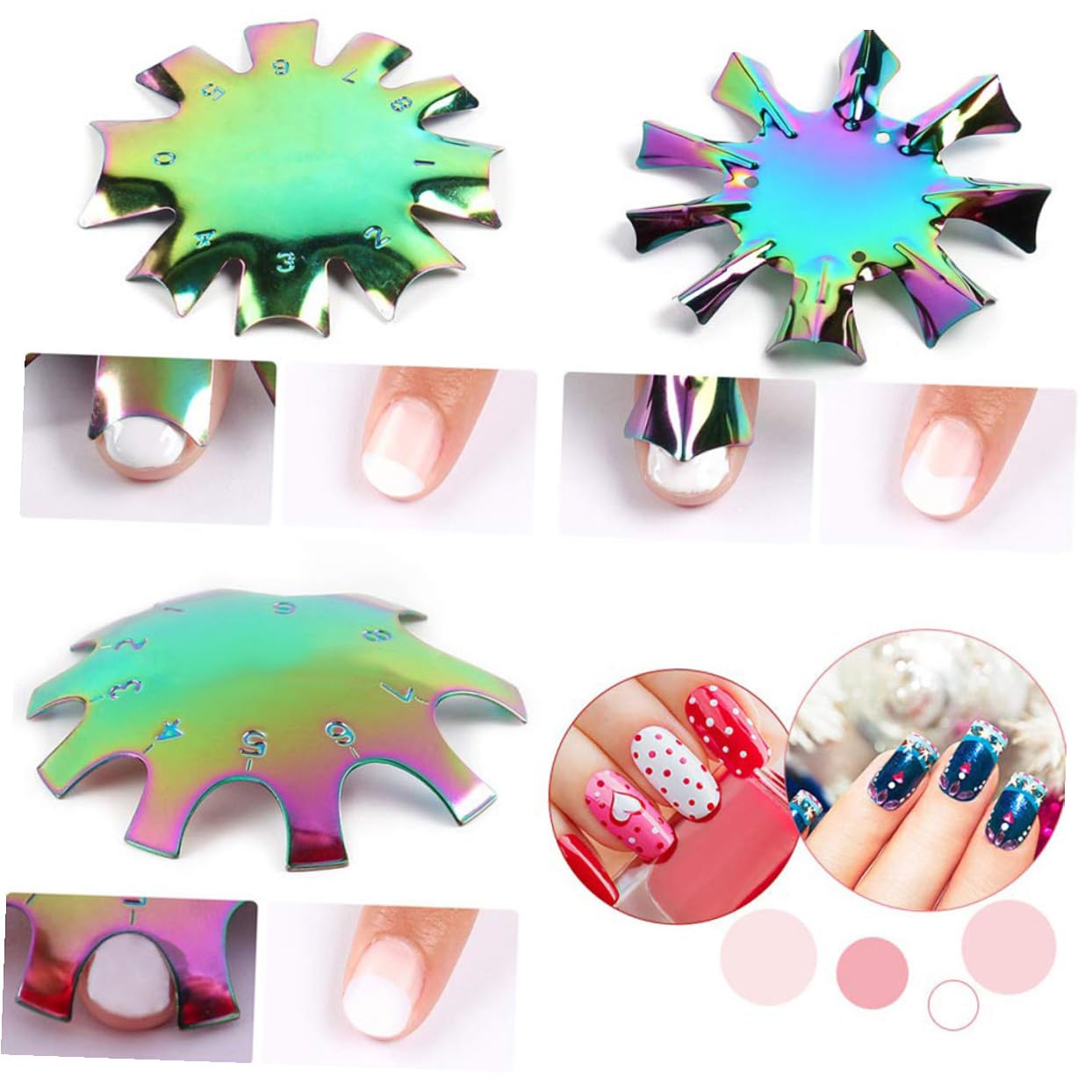 FRCOLOR 18 Piezas Plantilla De Uñas Francesas Plantillas Módulo Vistoso Acero Inoxidable
