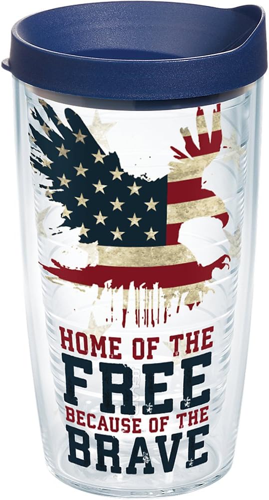 1213753 Home Of The Free Tumbler With Lid, 16 oz, Clear