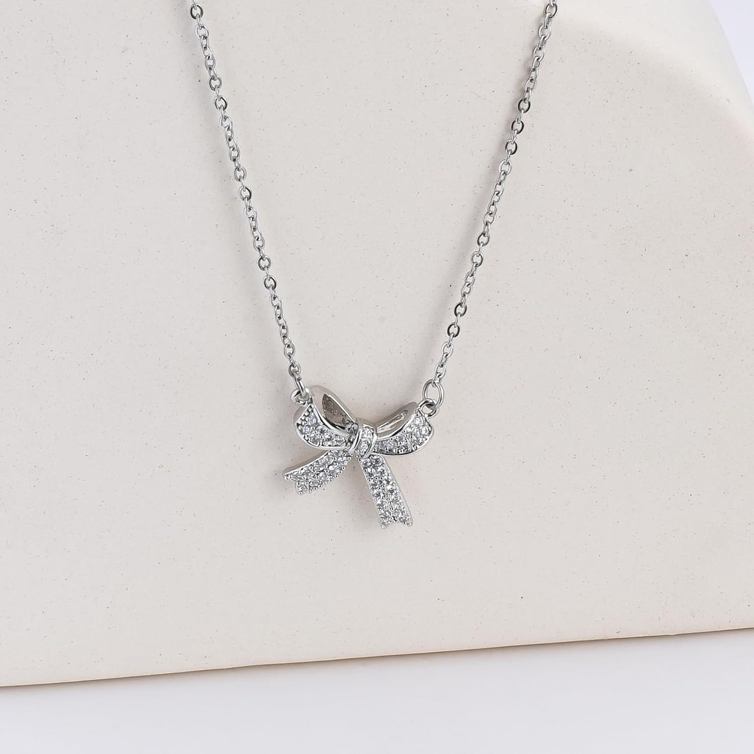 Gold Bow Necklace Women Bow Jewelry Ribbon Pendant Necklace Dainty Rhinestone Bow Tie Choker Necklace Gift - Image 4