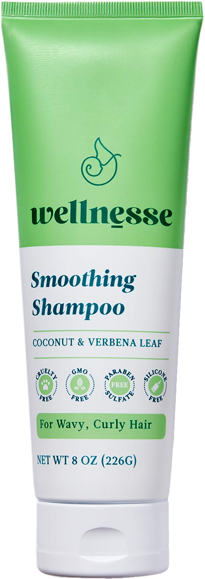 Wellnesse: Smoothing Shampoo - For Wavy, Curly Hair - 8 oz - Coconut and Verbena Leaf - Moisturizing, Curl Active Formula - Cruelty-Free, Non-GMO, No Parabens, Sulfates, Silicone