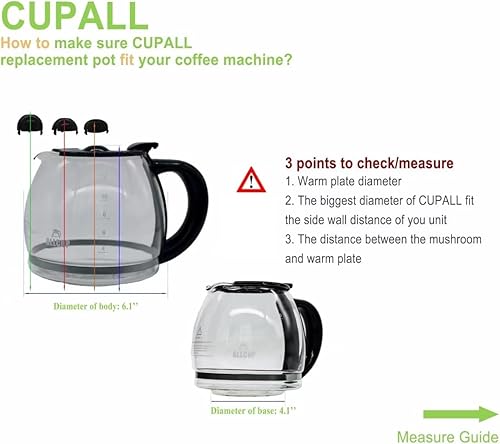 Miniatura 4 de Jarra de café de repuesto para 12 tazas compatible con Mr. Coffee, Sumbeam, Oster